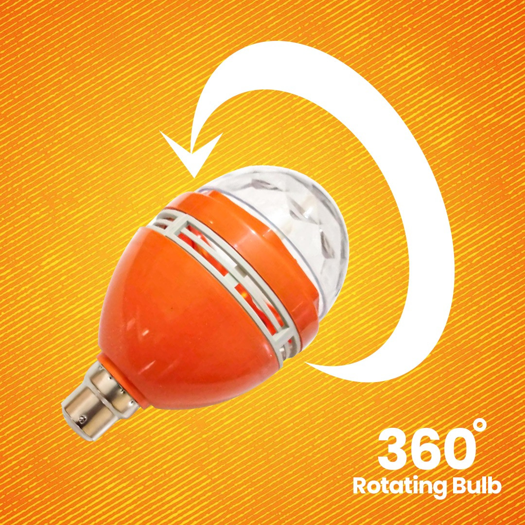 360 Degree Crystal Rotating Bulb  Dynamic LED Light for Parties and Events - Multicolors
