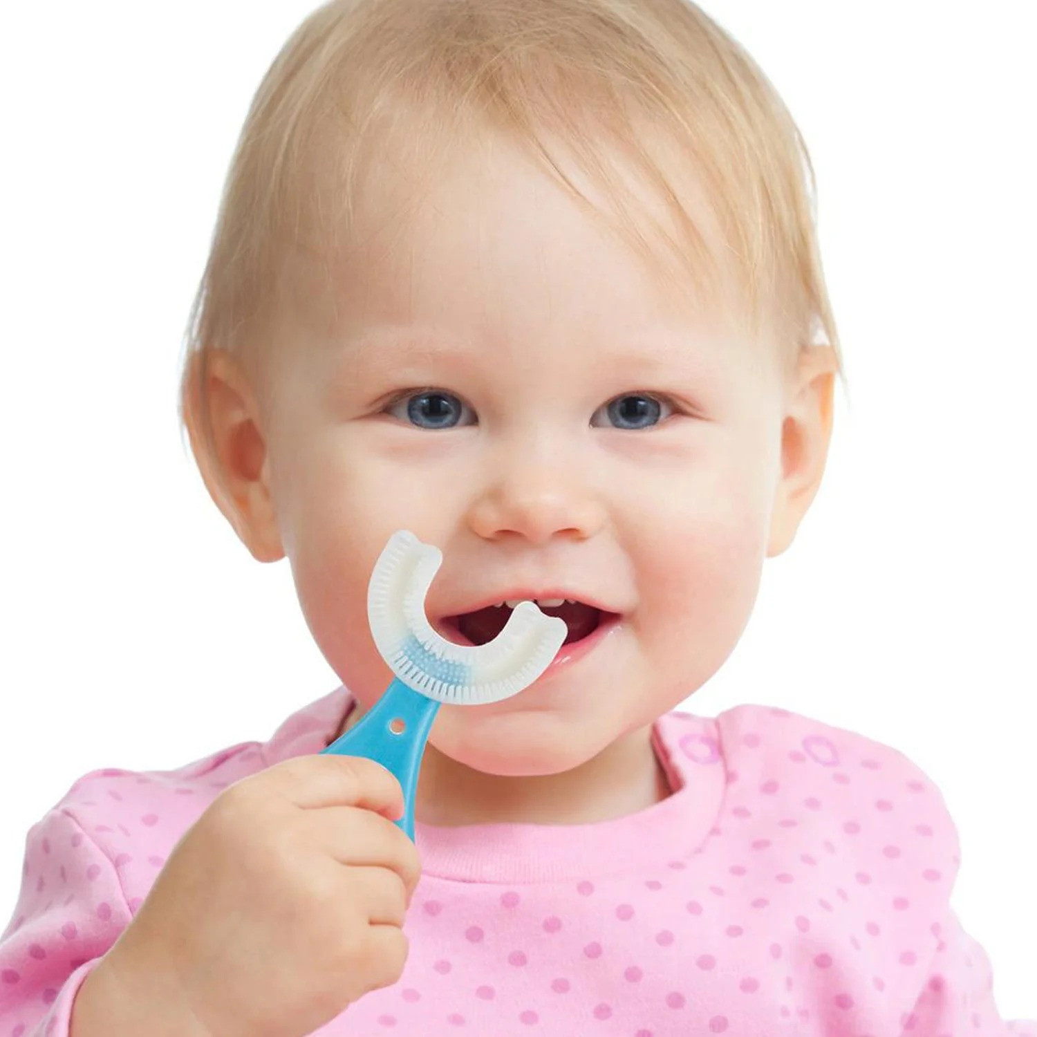 Pink and White Kids Toothbrush  Soft Bristle Ergonomic Handle - Pack of 1